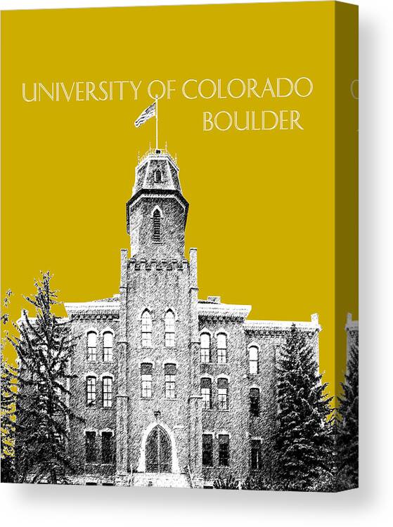 University Canvas Print featuring the digital art University of Colorado Boulder - Gold by DB Artist