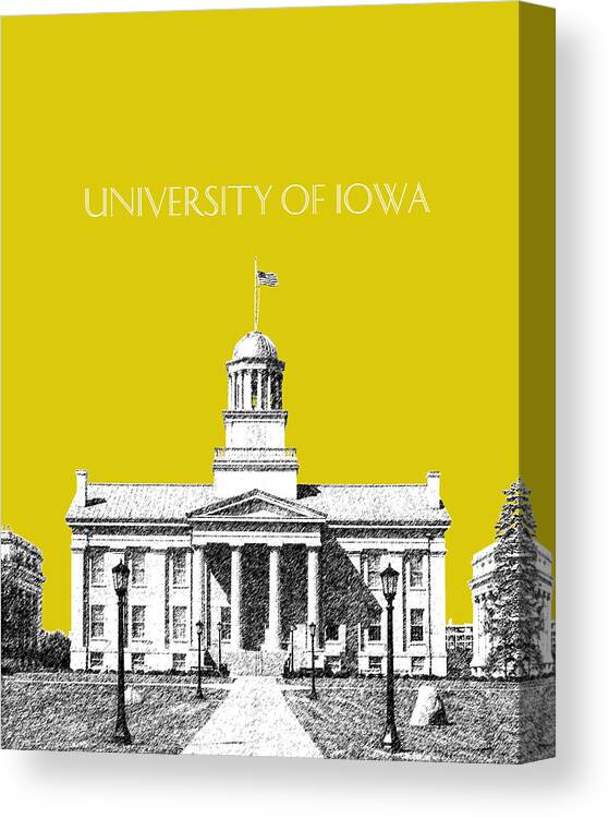 University Canvas Print featuring the digital art University of Iowa - Mustard Yellow by DB Artist