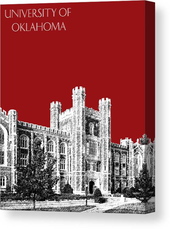 University Canvas Print featuring the digital art University of Oklahoma - Dark Red by DB Artist