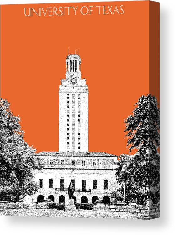 University Canvas Print featuring the digital art University of Texas - Coral by DB Artist