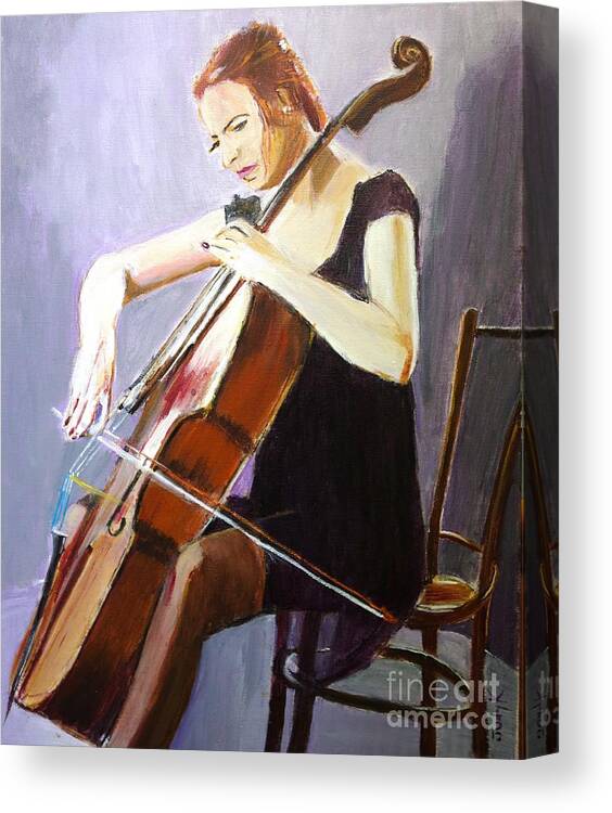 Cello Canvas Print featuring the painting Vibrato by Judy Kay