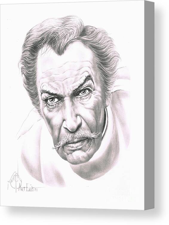 Drawing Canvas Print featuring the drawing Vincent Price by Murphy Elliott