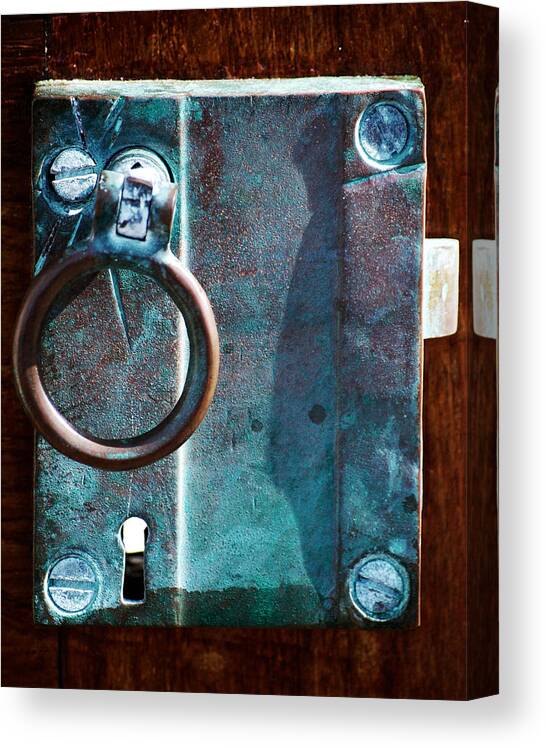 Door Canvas Print featuring the photograph Vintage Boat Door Knob by Holly Blunkall