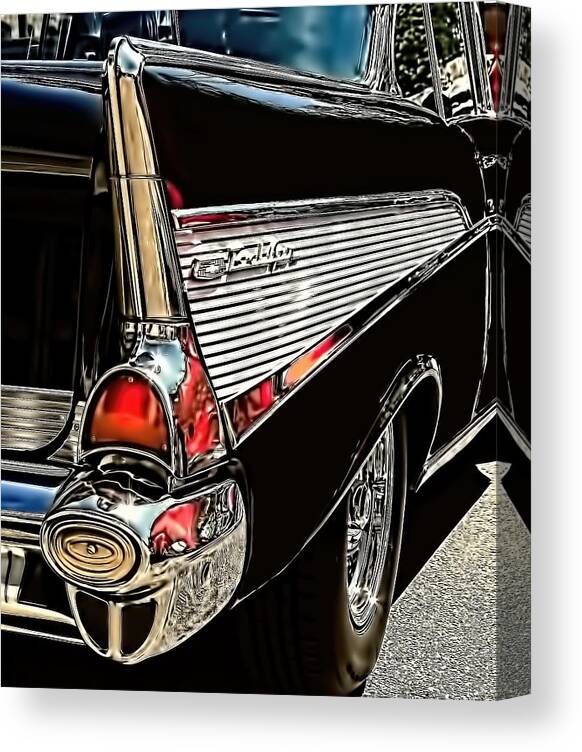Canvas Fins of a 1957 Chevrolet Art print POSTER