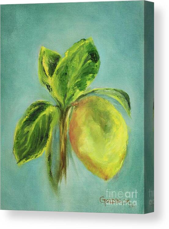 Lemon Canvas Print featuring the painting Vintage Lemon I by Kathy Lynn Goldbach