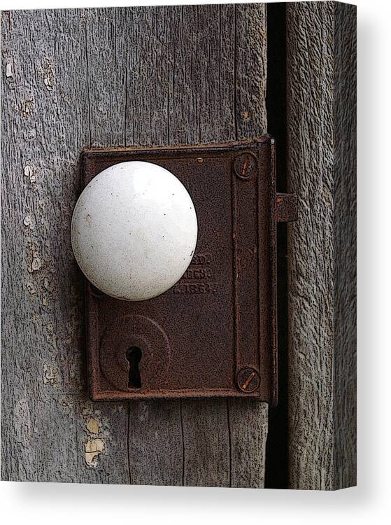 Door Knob Canvas Print featuring the photograph Vintage White Doorknob by TnBackroadsPhotos 