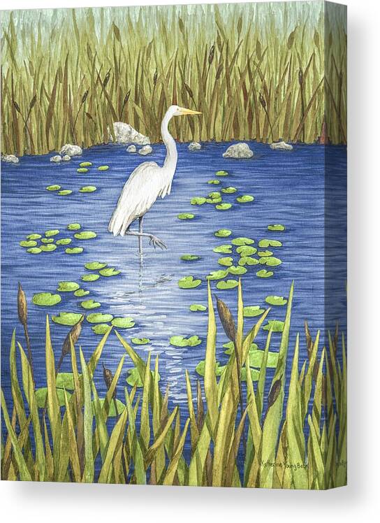 Print Canvas Print featuring the painting Wading and Watching by Katherine Young-Beck