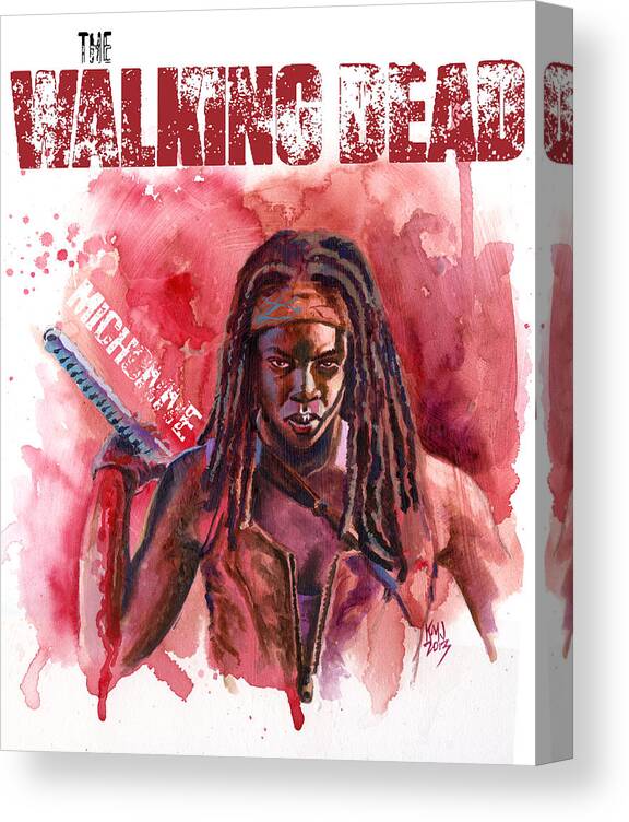 Walking Dead Canvas Print featuring the painting Walking Dead Michonne by Ken Meyer jr