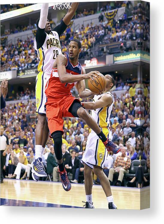 Playoffs Canvas Print featuring the photograph Washington Wizards V Indiana Pacers - by Andy Lyons