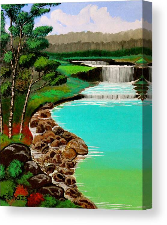 Waterfalls Canvas Print featuring the painting Waterfalls by Cyril Maza