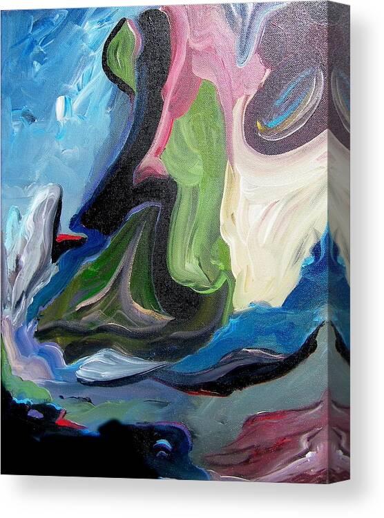 Semi Abstract Canvas Print featuring the painting Whales fight by Ray Khalife