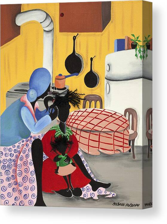 Sabree Canvas Print featuring the painting What's Cooking by Patricia Sabreee