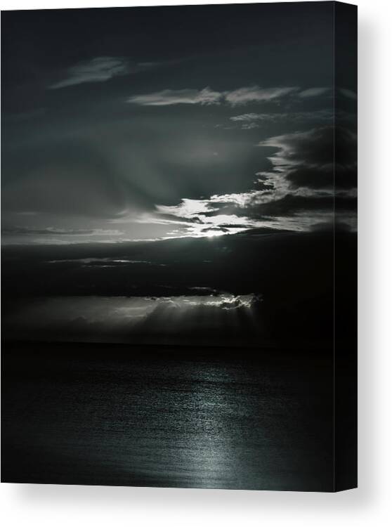 Ocean Canvas Print featuring the photograph When The Sun Goes Down... by Mario Celzner