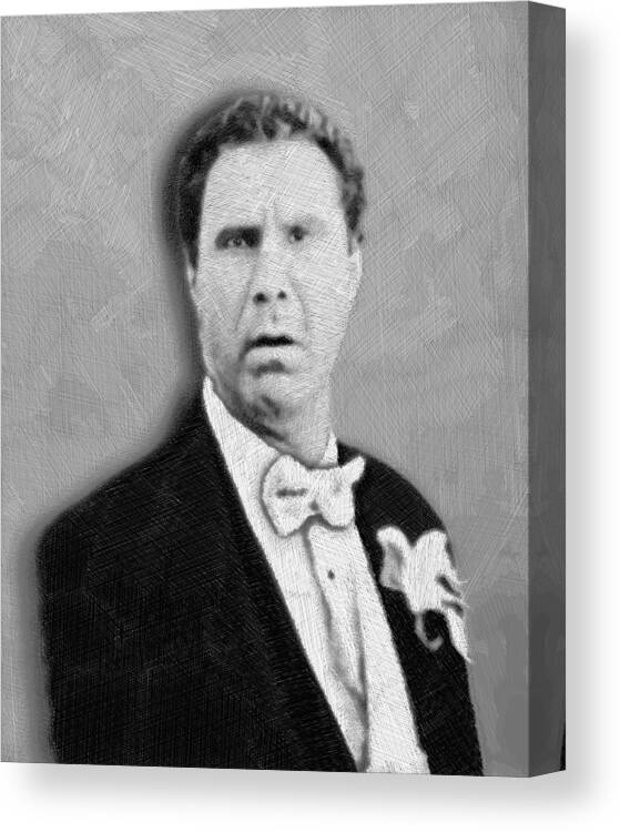 Anchorman Canvas Print featuring the mixed media Will Ferrell Old School by Tony Rubino