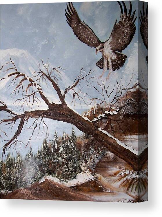 Eagle Canvas Print featuring the painting Winter Nesting by Martha Mullins