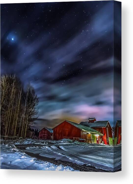 Landscape Canvas Print featuring the photograph Winter Night by Rose-Maries Picturtes