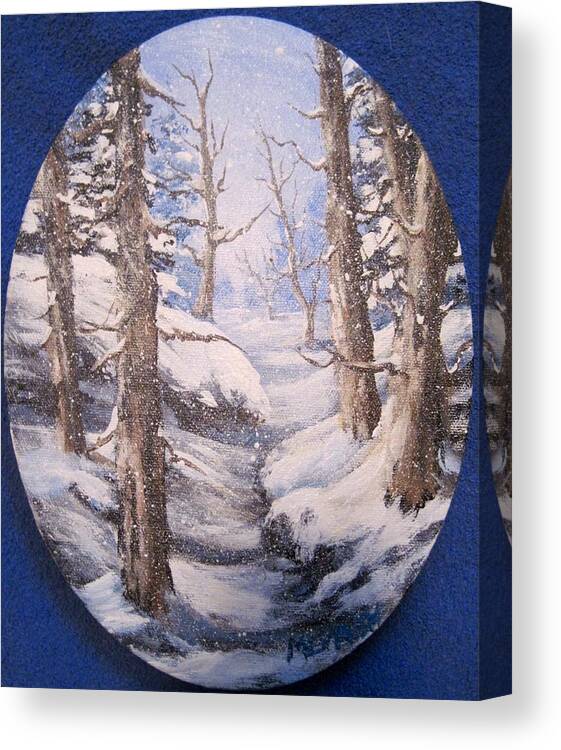Winter Canvas Print featuring the painting Winter snow by Megan Walsh