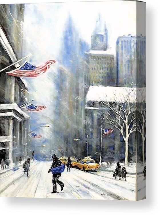 Winter New York Canvas Print featuring the painting Winter Snow Nyc by Philip Corley