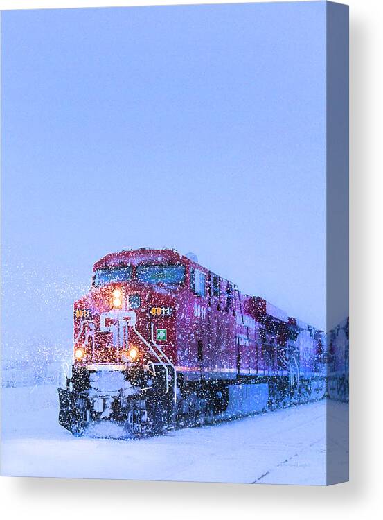 Train Canvas Print featuring the photograph Winter Train 8811 by Theresa Tahara
