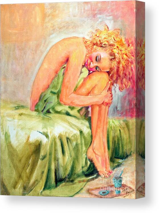 Sher Nasser Artist Canvas Print featuring the painting Woman In Blissful Ecstasy by Sher Nasser Artist