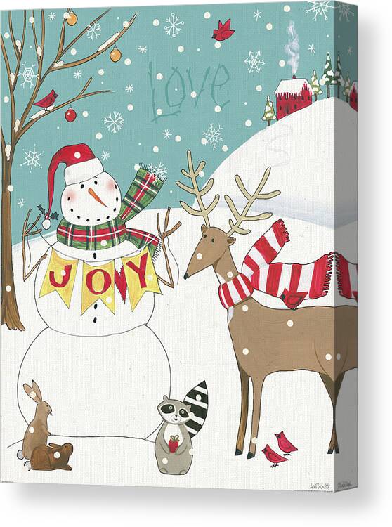 Animals Canvas Print featuring the painting Woodland Christmas V by Anne Tavoletti