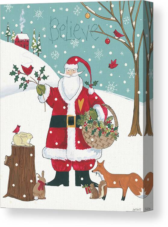 Animals Canvas Print featuring the painting Woodland Christmas Viii by Anne Tavoletti