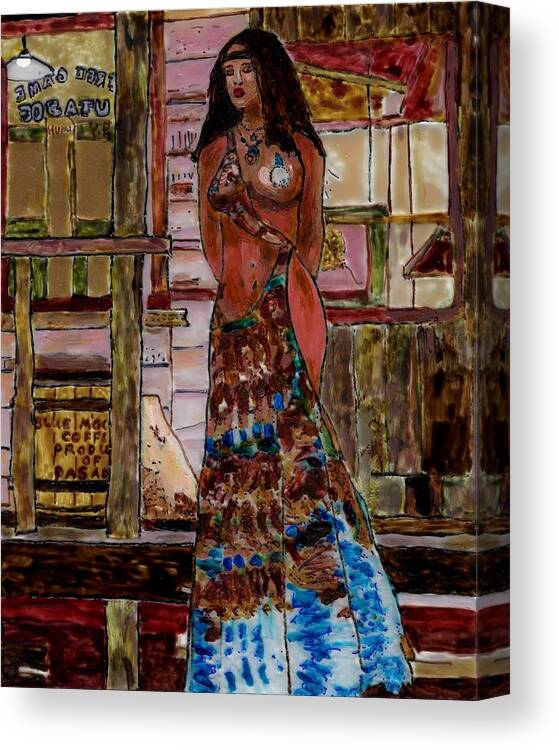 Portrait Canvas Print featuring the painting Yanne Proudfoot by Phil Strang