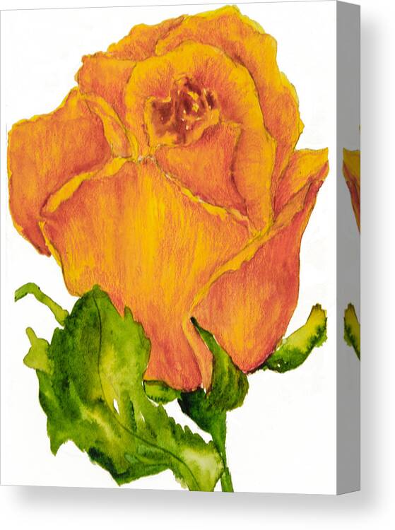 Yellow Rose Canvas Print featuring the painting Yellow Rose Bud by Sally Quillin