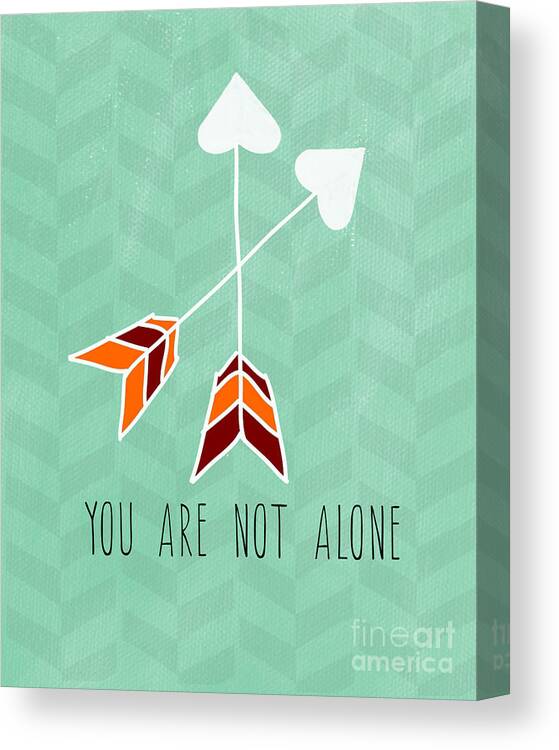 Heart Canvas Print featuring the painting You Are Not Alone by Linda Woods