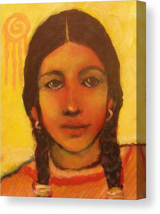 Girl Canvas Print featuring the painting Young Girl of the Red Path by Carol Suzanne Niebuhr