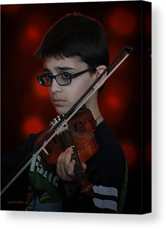 Young Violinist Canvas Print featuring the photograph Young Musician Impression # 3 by Aleksander Rotner