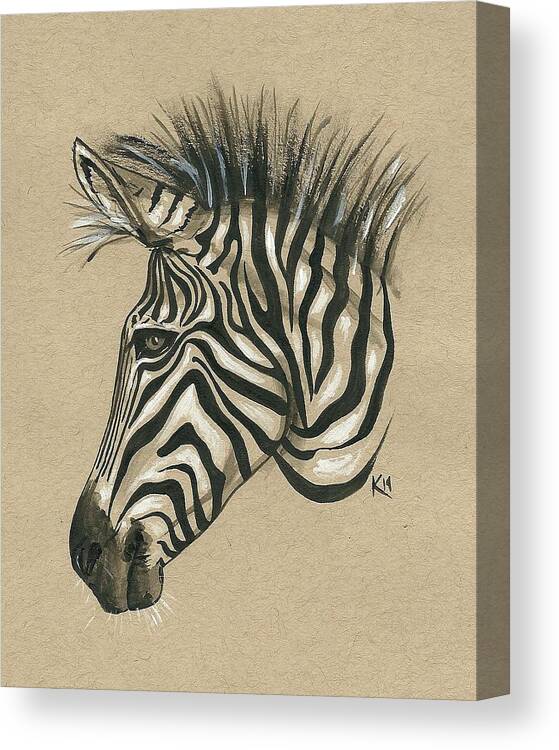 Zebra Canvas Print featuring the painting Zebra Profile by Konni Jensen