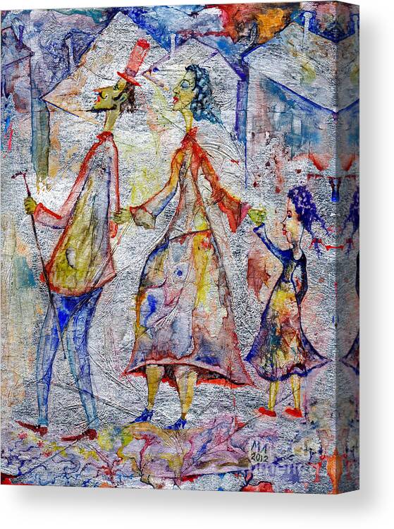 Milen Litchkov Canvas Print featuring the drawing Family #1 by Milen Litchkov