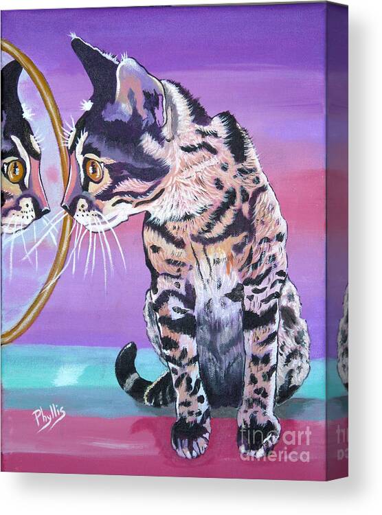 Bengal Kitten Canvas Print featuring the painting Kitten Image #1 by Phyllis Kaltenbach