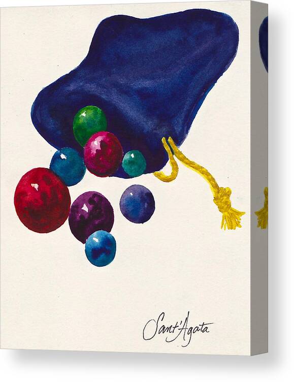 Marbles Canvas Print featuring the painting Marbles by Frank SantAgata