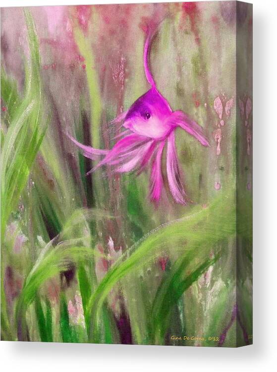 Fish Canvas Print featuring the painting Purple Fish #2 by Gina De Gorna