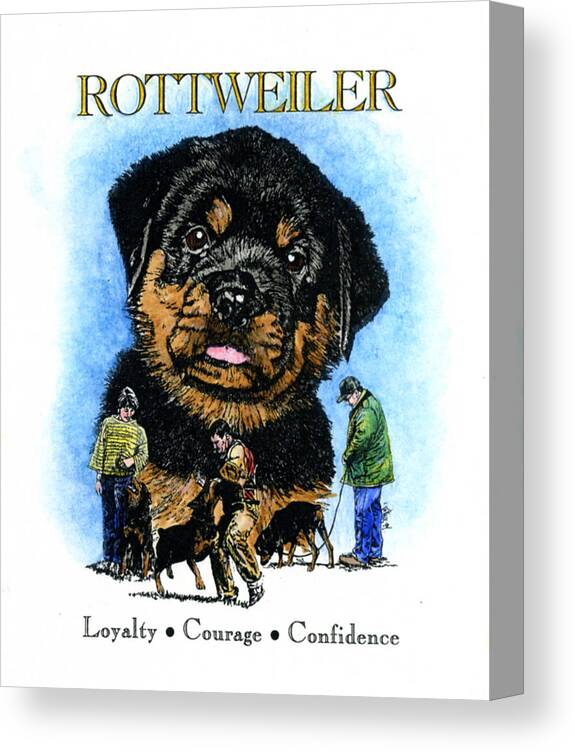 Rottweiler Canvas Print featuring the painting Rottweiler #2 by Patrice Clarkson