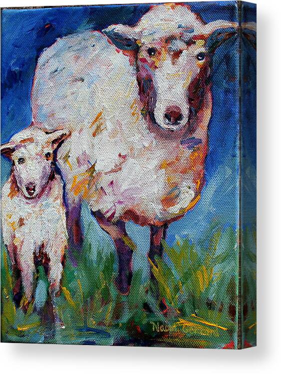 Sheep Canvas Print featuring the painting Warm Summer Days by Naomi Gerrard