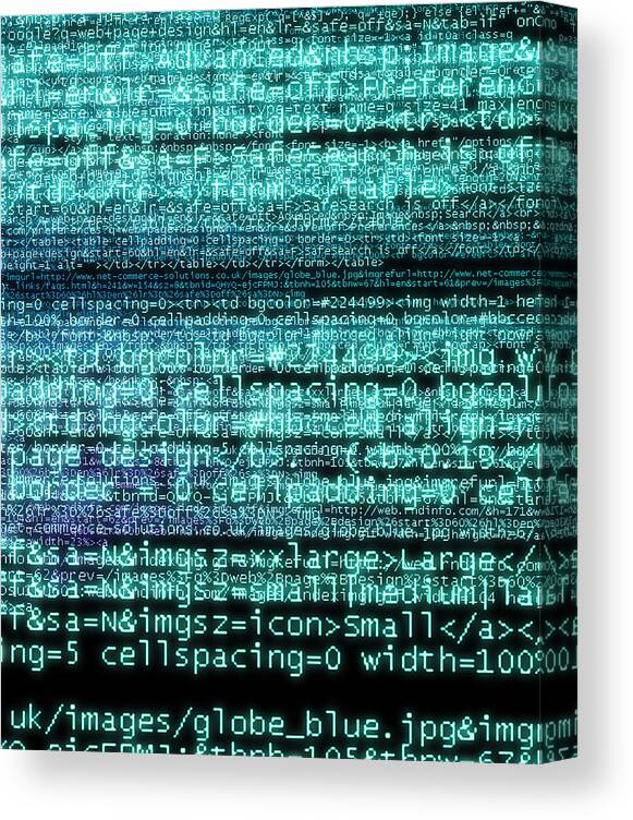 Hypertext Markup Language Canvas Print featuring the photograph Internet Computer Code #2 by Christian Darkin