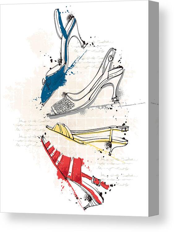 Vertical Canvas Print featuring the digital art Feminine Shoes #5 by Eastnine Inc.