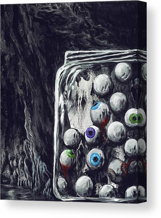 Jar Canvas Print featuring the painting A Jar of Eyeballs by David Junod