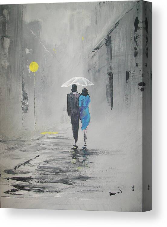 Art Canvas Print featuring the painting A Walk in the Rain by Raymond Doward