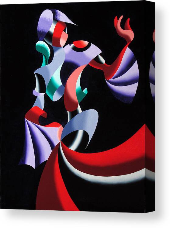 Abstract Canvas Print featuring the painting Abstract Geometric Futurist Figurative Oil Painting by Mark Webster