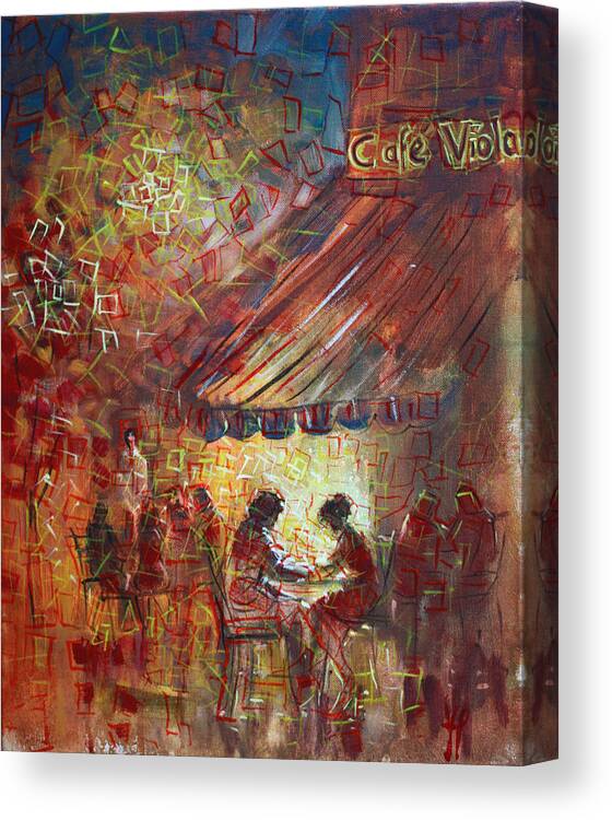 At Cafe Canvas Print featuring the painting At Cafe' Viola by Viola El