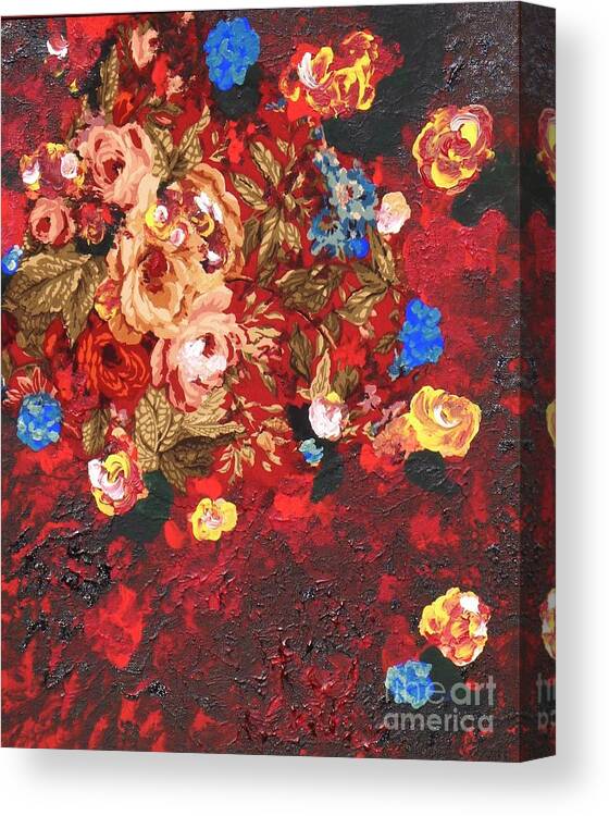 Mixed Media Canvas Print featuring the painting Baba's Garden lg by Alys Caviness-Gober