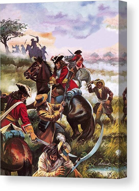Battle Of Sedgemoor Canvas Print featuring the painting Battle of Sedgemoor by Andrew Howart
