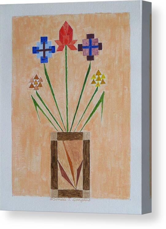 Geometry In Flowers Canvas Print featuring the painting Bouquet by Sonali Gangane