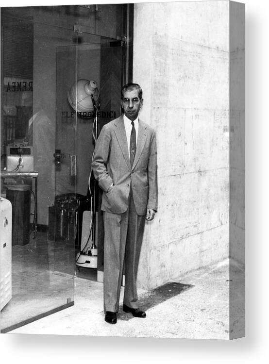 Gangster Canvas Print featuring the photograph Charles Lucky Luciano Standing In Front by Everett