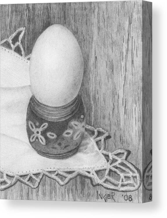 Cooked Egg Canvas Print featuring the drawing Cooked Egg with Napkin by Inger Hutton