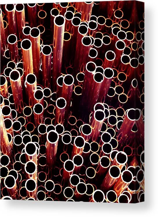 Still Life Canvas Print featuring the photograph Copper pipes. by Juan Carlos Ferro Duque